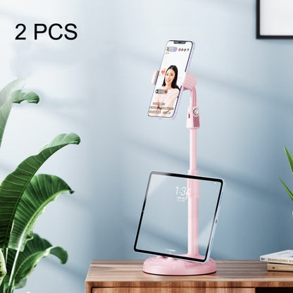 2 PCS Mobile Phone Live Bracket Computer Desktop Online Class Telescopic Overhead Frame(Cherry Blossom Pink) - Consumer Electronics by buy2fix | Online Shopping UK | buy2fix