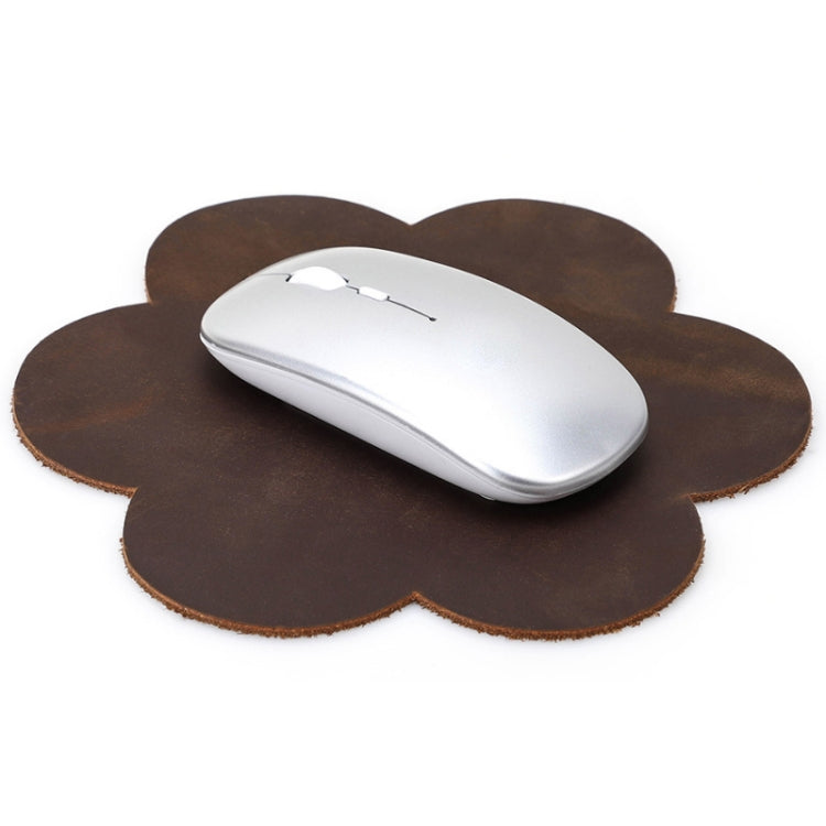 CONTACTS FAMILY Crazy Horse Leather Retro Petal Office Mouse Pad(Coffee) - Mouse Pads by CONTACTS FAMILY | Online Shopping UK | buy2fix