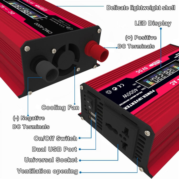 Solar Power System Inverters+30A Controller+18W 18V Solar Panel, Specification: Red 12V To 110V - Charger by buy2fix | Online Shopping UK | buy2fix