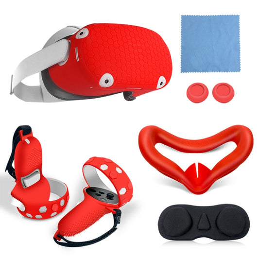 6 PCS/Set For Oculus quest2 Silicone All-Inclusive Console Controller Cover(Red) - Consumer Electronics by buy2fix | Online Shopping UK | buy2fix