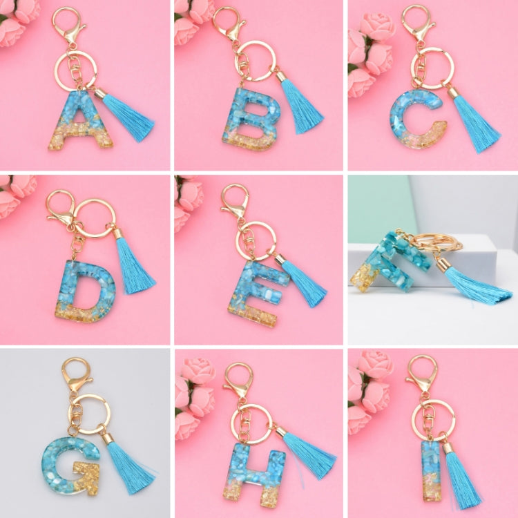 2 PCS English Alphabet Epoxy Tassel Keychain Bag Pendant(D) - In Car by buy2fix | Online Shopping UK | buy2fix