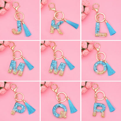 2 PCS English Alphabet Epoxy Tassel Keychain Bag Pendant(J) - In Car by buy2fix | Online Shopping UK | buy2fix