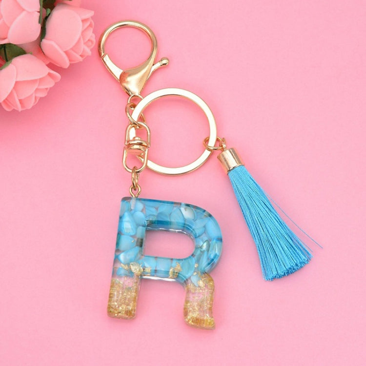 2 PCS English Alphabet Epoxy Tassel Keychain Bag Pendant(R) - In Car by buy2fix | Online Shopping UK | buy2fix