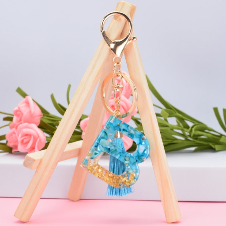 2 PCS English Alphabet Epoxy Tassel Keychain Bag Pendant(D) - In Car by buy2fix | Online Shopping UK | buy2fix