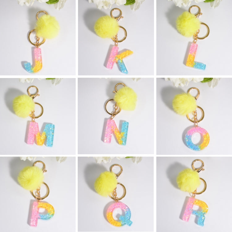 2 PCS Crystal Epoxy Rainbow Color Keychain Hair Ball Ladies Bag Pendant(P) - In Car by buy2fix | Online Shopping UK | buy2fix