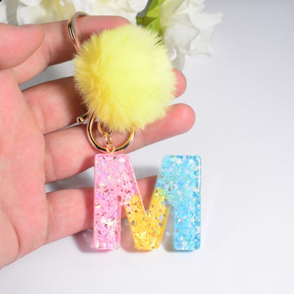 2 PCS Crystal Epoxy Rainbow Color Keychain Hair Ball Ladies Bag Pendant(I) - In Car by buy2fix | Online Shopping UK | buy2fix