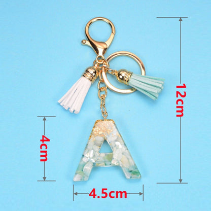 2 PCS Gold Foil English Letter Tassel Keychain Bag Decoration Pendant(I) - In Car by buy2fix | Online Shopping UK | buy2fix