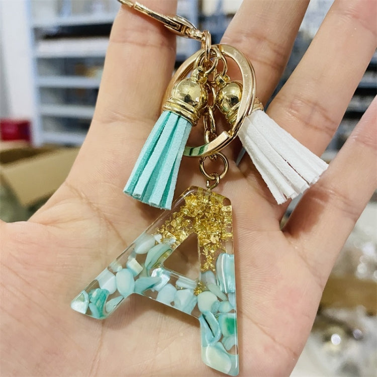 2 PCS Gold Foil English Letter Tassel Keychain Bag Decoration Pendant(D) - In Car by buy2fix | Online Shopping UK | buy2fix