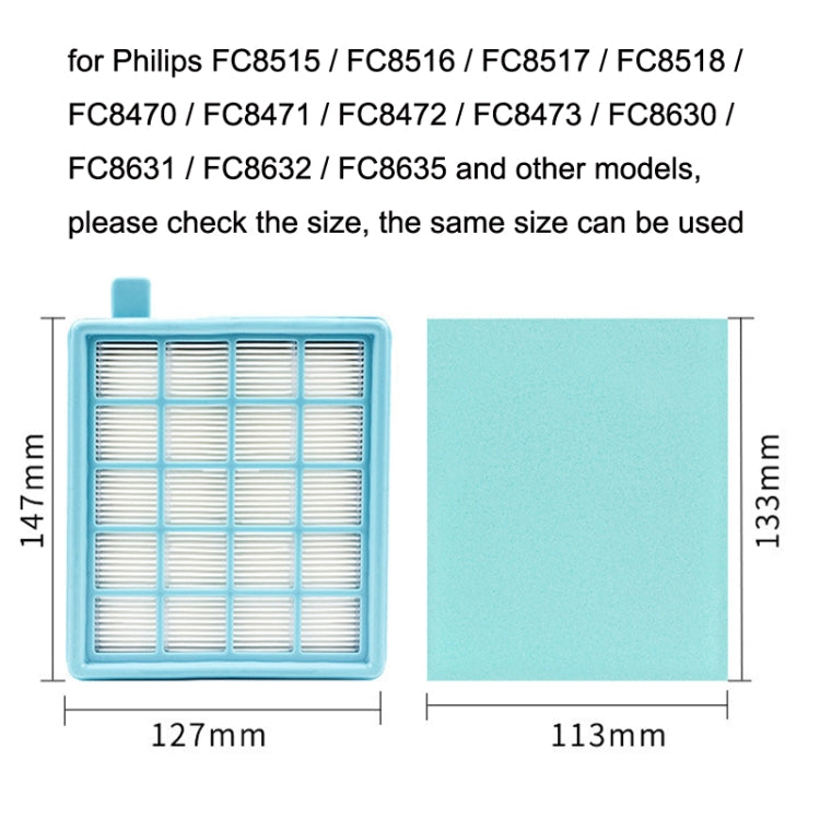 Filterx1+Filter Cottonx3 Vacuum Cleaner Accessories For Philips FC8471 / FC8630 / FC9322 - Consumer Electronics by buy2fix | Online Shopping UK | buy2fix