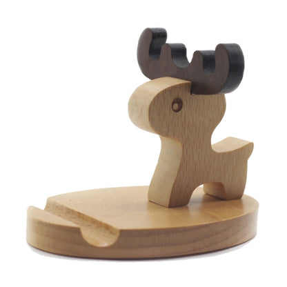 Wooden Mobile Phone Bracket Beech Lazy Mobile Phone Holder,Style: Little Deer With Antlers - Desktop Holder by buy2fix | Online Shopping UK | buy2fix