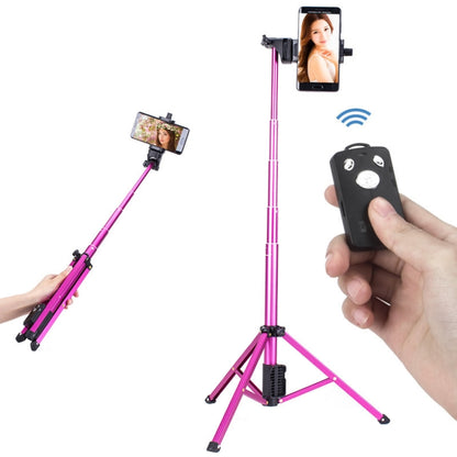 YUNTENG 1688 Selfie Stick Tripod Bluetooth Remote Control Camera Stand(Pink) - Selfie Sticks by YUNTENG | Online Shopping UK | buy2fix