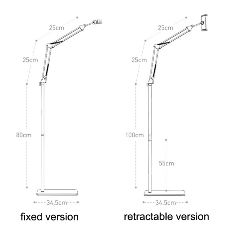 SSKY L10 Home Cantilever Ground Phone Holder Tablet Support Holder, Style: Fixed+Phone Clip (Black) - Lazy Bracket by SSKY | Online Shopping UK | buy2fix