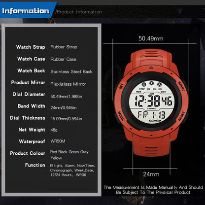 SYNOKE 9811 Luminous Large Screen Outdoor Running Student Watch(Red) - Silicone Strap Watches by SYNOKE | Online Shopping UK | buy2fix