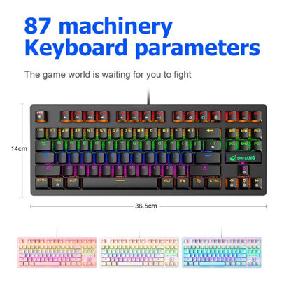 ZIYOULANG K2 87 Keys Office Laptop Punk Glowing Mechanical Wired Keyboard, Cable Length: 1.5m, Color: Blue - Wired Keyboard by ZIYOULANG | Online Shopping UK | buy2fix