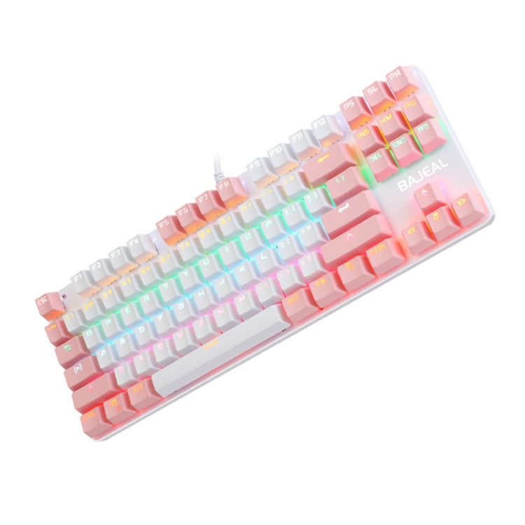 BAJEAL K100 87 Keys Green Shaft Wired Mechanical Keyboard, Cable Length: 1.6m(White Pink) - Wired Keyboard by BAJEAL | Online Shopping UK | buy2fix