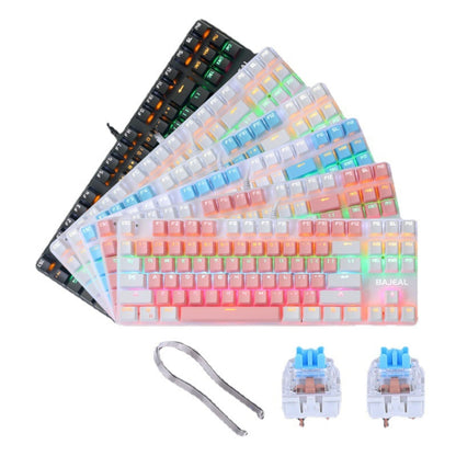 BAJEAL K100 87 Keys Green Shaft Wired Mechanical Keyboard, Cable Length: 1.6m(White Blue) - Wired Keyboard by BAJEAL | Online Shopping UK | buy2fix