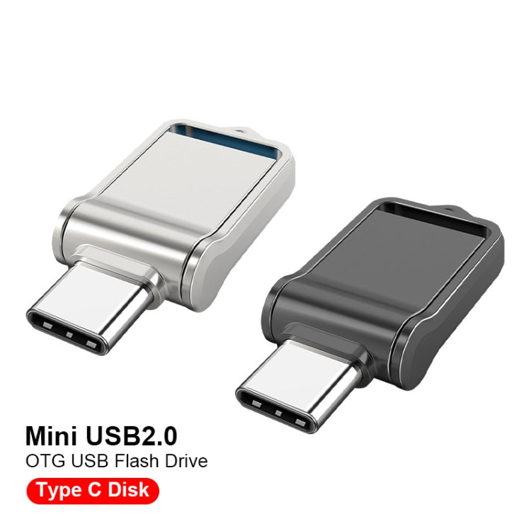 128GB USB 2.0 + Type-C/USB-C High Speed Mini Computer and Phone Dual-purpose Rotary U Disk(Silver) - USB Flash Drives by buy2fix | Online Shopping UK | buy2fix