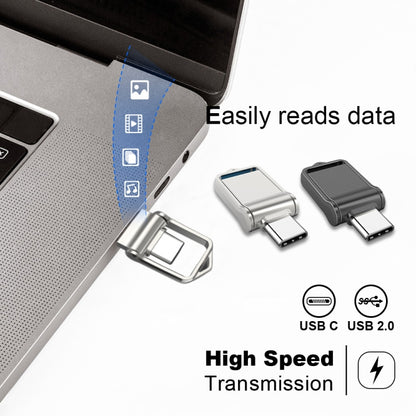 128GB USB 2.0 + Type-C/USB-C High Speed Mini Computer and Phone Dual-purpose Rotary U Disk(Silver) - USB Flash Drives by buy2fix | Online Shopping UK | buy2fix