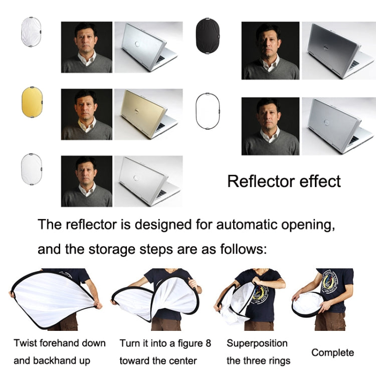 Selens  5 In 1 (Gold / Silver  / White / Black / Soft Light) Folding Reflector Board, Size: 60cm Round - Camera Accessories by Selens | Online Shopping UK | buy2fix