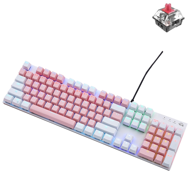 ZIYOU LANG K1 104 Keys Office Punk Glowing Color Matching Wired Keyboard, Cable Length: 1.5m(Pink White Red Axis) - Wired Keyboard by ZIYOU LANG | Online Shopping UK | buy2fix