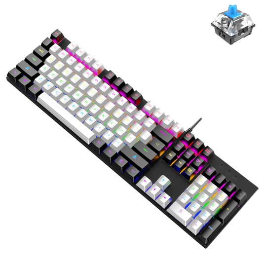 ZIYOU LANG K1 104 Keys Office Punk Glowing Color Matching Wired Keyboard, Cable Length: 1.5m(White Black Green Axis) - Wired Keyboard by ZIYOU LANG | Online Shopping UK | buy2fix