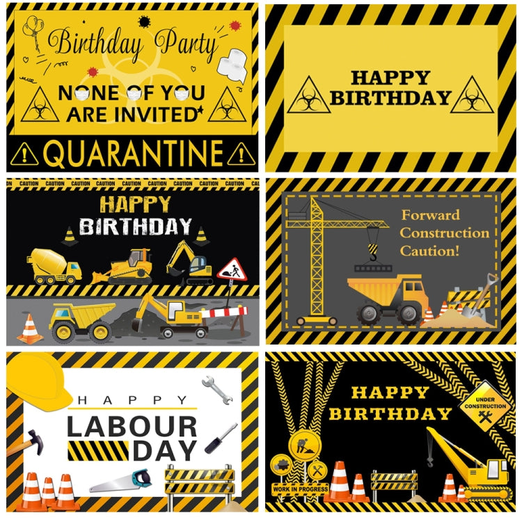 1.5m x 1m  Construction Vehicle Series Happy Birthday Photography Background Cloth(Mdz00628) - Camera Accessories by buy2fix | Online Shopping UK | buy2fix