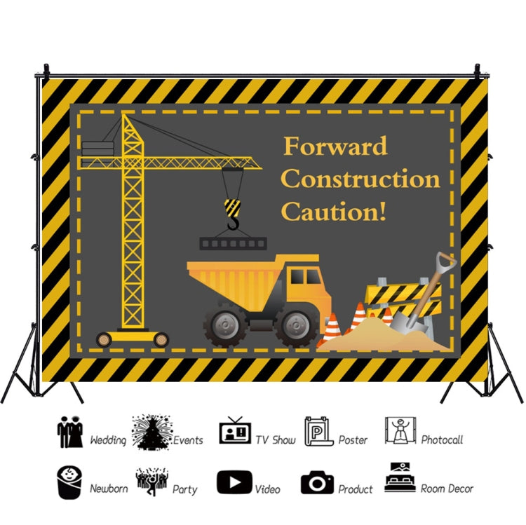 1.5m x 1m  Construction Vehicle Series Happy Birthday Photography Background Cloth(Mdn08682) - Camera Accessories by buy2fix | Online Shopping UK | buy2fix