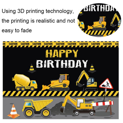 1.5m x 1m  Construction Vehicle Series Happy Birthday Photography Background Cloth(Mdz00628) - Camera Accessories by buy2fix | Online Shopping UK | buy2fix