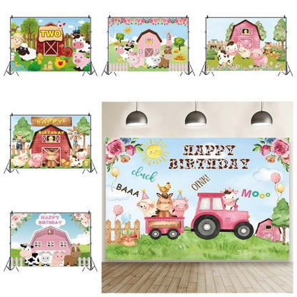 1.5m x 1m Cartoon Farm Animals Photography Backdrop Birthday Party Background Decoration(MSC01646) - Camera Accessories by buy2fix | Online Shopping UK | buy2fix