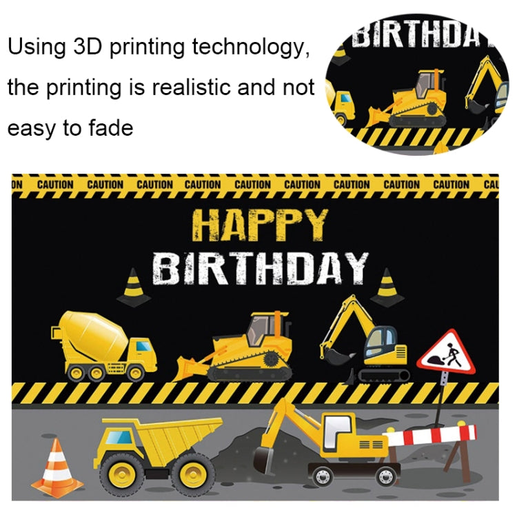 1.2m x 0.8m Construction Vehicle Series Happy Birthday Photography Background Cloth(11604130) - Camera Accessories by buy2fix | Online Shopping UK | buy2fix