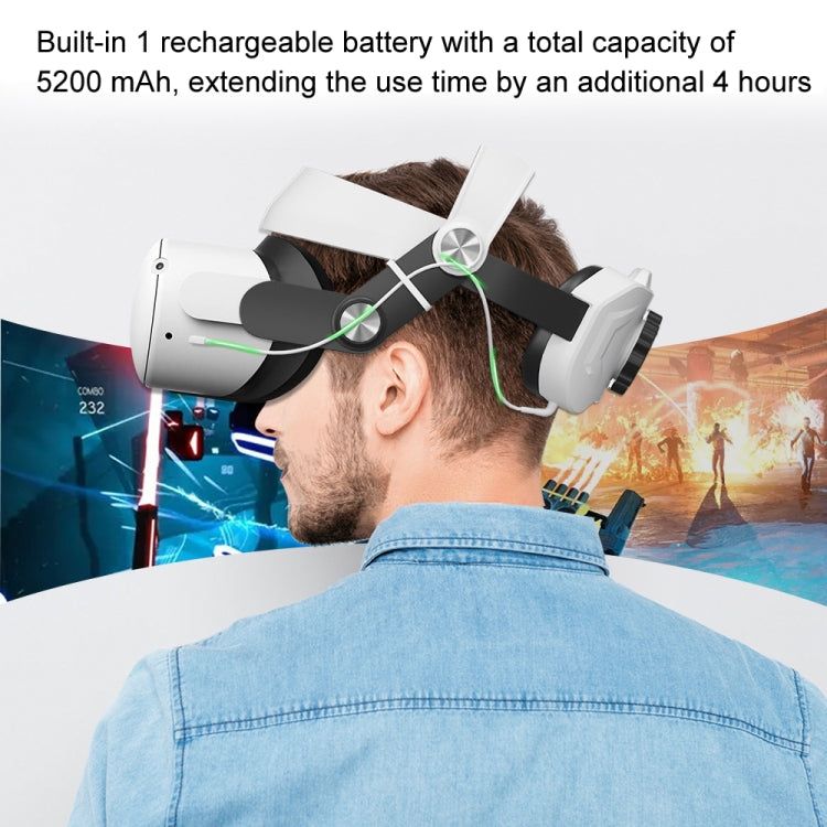 For Oculus Quest 2 Power Bank Head Strap With 5200mAh Rechargeable Battery(Black) - Consumer Electronics by buy2fix | Online Shopping UK | buy2fix