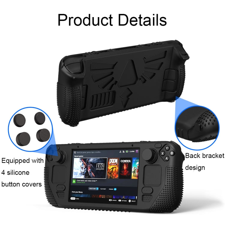 For Steam Deck V V4-1 Pocket Consoles Silicone Non-slip Protective Case with Holder Function(Black) - Accessories by buy2fix | Online Shopping UK | buy2fix