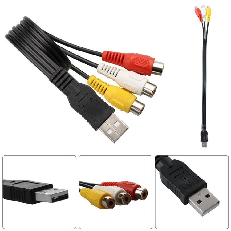 USB to 3 RCA Bus 1 Male 3 Female AV Audio Cable, Size: 1.5m - RCA Cable by buy2fix | Online Shopping UK | buy2fix