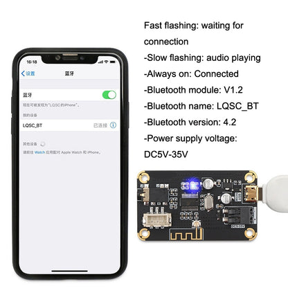 AS1711BT MP3 Bluetooth4.2  Decoding Board DIY Speaker Power Amplifier Board Non-destructive Vehicle Audio Receiver Module - Breadboard / Amplifier Board by buy2fix | Online Shopping UK | buy2fix