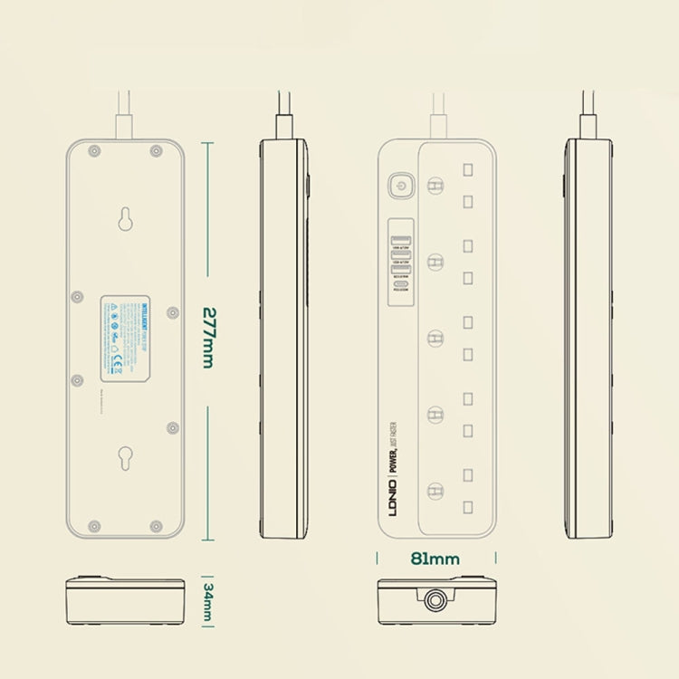 LDNIO 5+4 Ports Multifunctional Travel Home Office Fast Charging Socket(UK Plug) - Extension Socket by LDNIO | Online Shopping UK | buy2fix