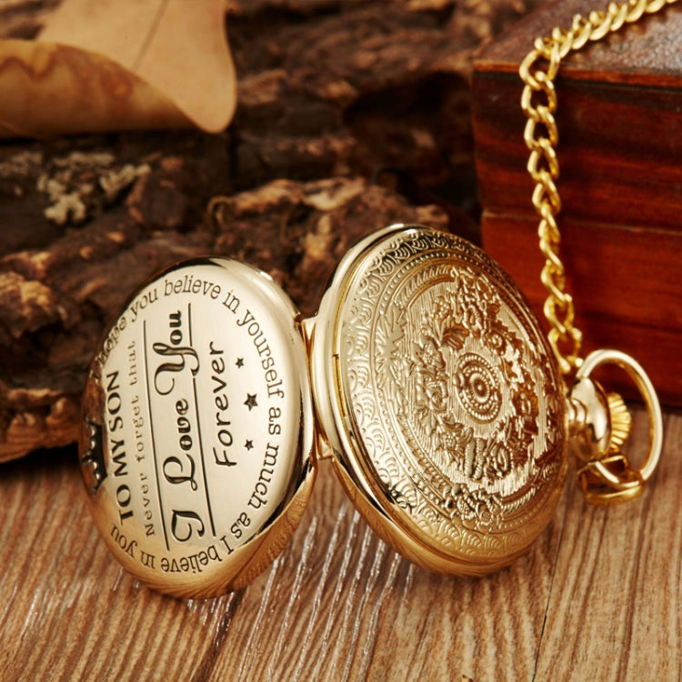 Engraved Vintage Commemorative Quartz Pocket Watch Round Watch, Style: Grandpa - Necklace Watch Watches by buy2fix | Online Shopping UK | buy2fix