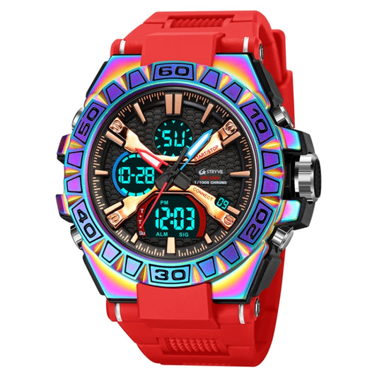 STRYVE S8026 Sports Colorful Night Light Electronic Waterproof Watch Multifunctional Student Watch(Colorful Red) - Leather Strap Watches by STRYVE | Online Shopping UK | buy2fix