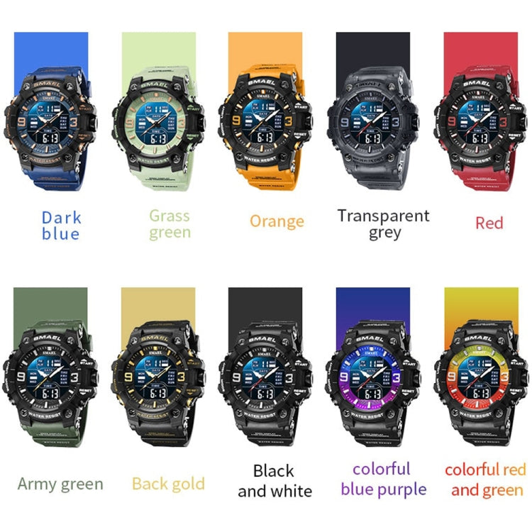 SMAEL 8049 Waterproof Sports Watch Men Multi-function Night Light Electronic Watch(Army Green) - Leather Strap Watches by SMAEL | Online Shopping UK | buy2fix
