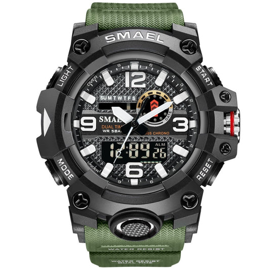 SMAEL 8035 Outdoor Sports Waterproof Dual Display Men Watch(Army Green) - Sport Watches by SMAEL | Online Shopping UK | buy2fix