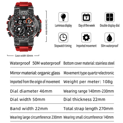 SMAEL 1803B Outdoor Waterproof Multifunctional Alloy Sports Watch(Yellow) - Sport Watches by SMAEL | Online Shopping UK | buy2fix