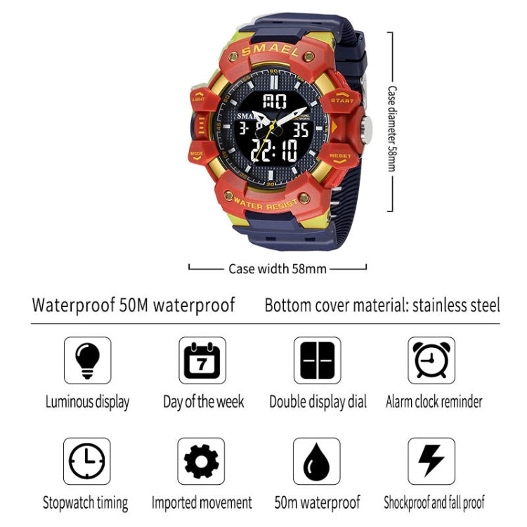 SMAEL 8080 Outdoor Sports Waterproof Multifunctional Glowing Double Dial Watch(Black White) - Sport Watches by SMAEL | Online Shopping UK | buy2fix