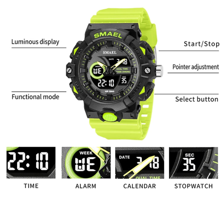 SMAEL 8081 Multifunctional Waterproof Luminous Numeric Digital Dual Display Outdoor Sports Watch(Black White) - LED Digital Watches by SMAEL | Online Shopping UK | buy2fix