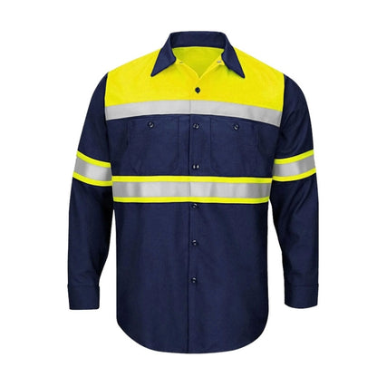 Pure Cotton Long-sleeved Reflective Clothes Overalls Work Clothes, Size: L(Yellow +Blue Top) - Workplace Safety Supplies by buy2fix | Online Shopping UK | buy2fix