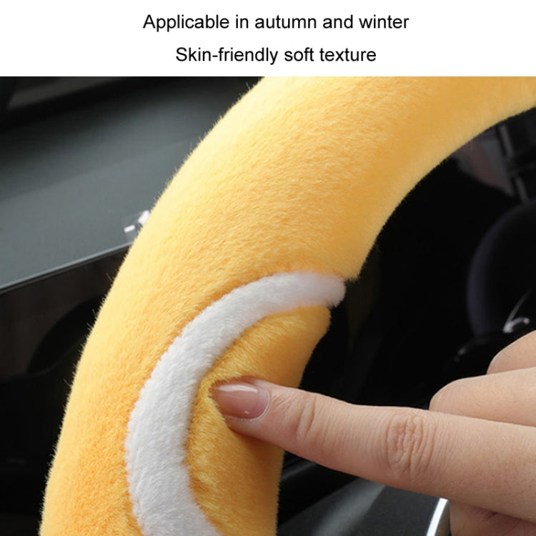 Car Steering Wheel Cartoon Short Fluff Handle Cover, Size: 38cm(Orange D Shape) - In Car by buy2fix | Online Shopping UK | buy2fix