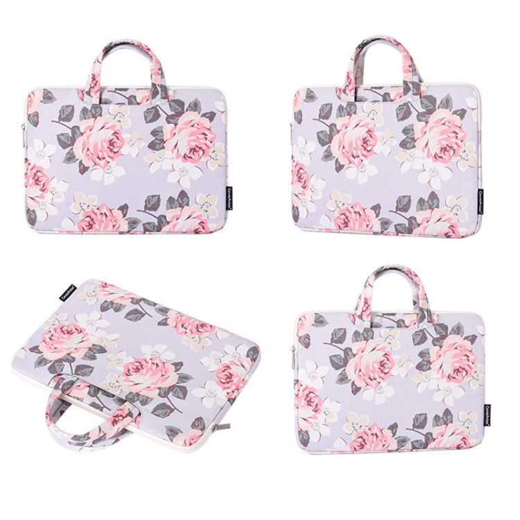 H40-B01 White Rose Pattern Laptop Case Bag Computer Liner Bag With Handle, Size: 13 Inch(Grey) - 13.3 inch by buy2fix | Online Shopping UK | buy2fix