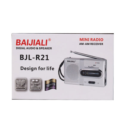 BAIJIALI BJLR21 Simple Retro Radio Full-band Built-in Speaker Outdoor Portable Audio(Silver Gray) - Consumer Electronics by BAIJIALI | Online Shopping UK | buy2fix