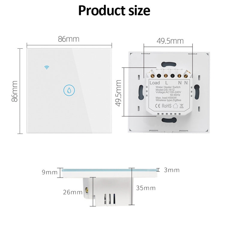 WIFI 20A Water Heater Switch Black High Power Time Voice Control EU Plug - Smart Switch by buy2fix | Online Shopping UK | buy2fix