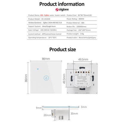 Tuya ZigBee 40A Smart High Power Water Heater Light Air Conditioner Switch Time Voice Remote Control(White) - Consumer Electronics by buy2fix | Online Shopping UK | buy2fix