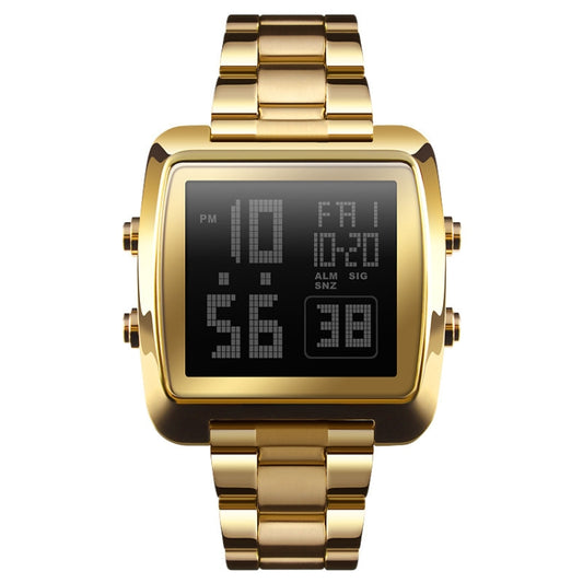 SKMEI 1369 Retro Waterproof Gold Watch Men Steel Belt Luminous Square Watch(Gold) - Metal Strap Watches by SKMEI | Online Shopping UK | buy2fix