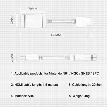 For Nintendo N64 / NGC / SNES / SFC HS-N64608 Retro Game Machine Video N64 To HDMI Converter+HDMI Cable -  by buy2fix | Online Shopping UK | buy2fix